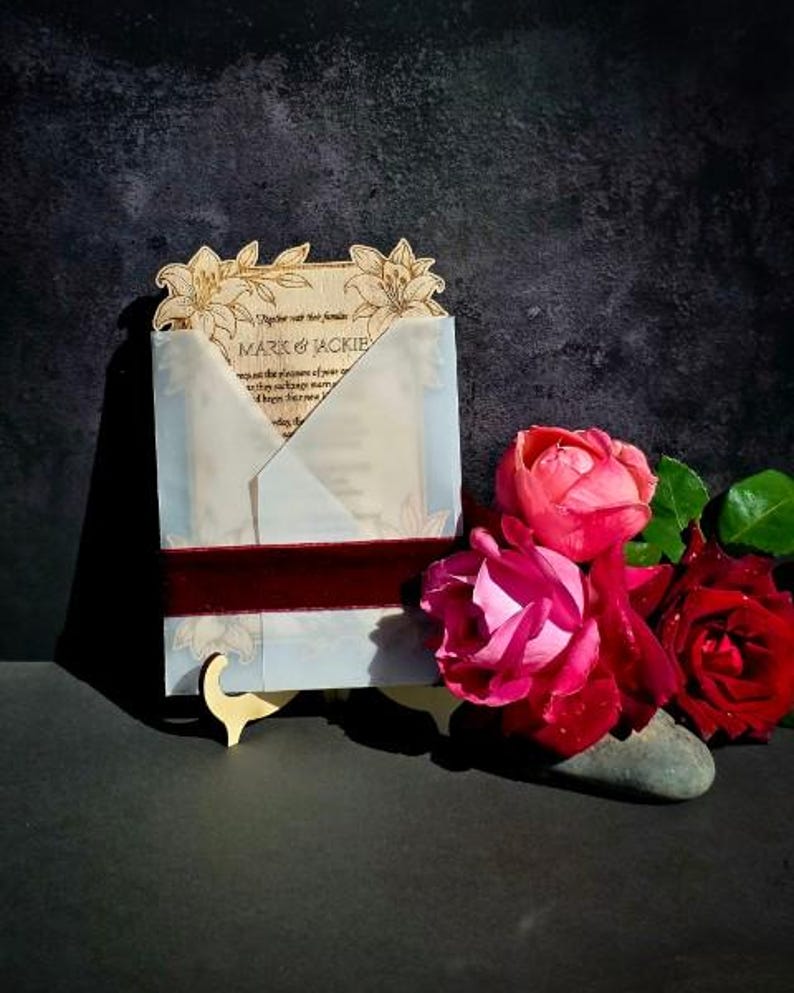 Fully Customizable Wooden Wedding Invitation — Classic engraved